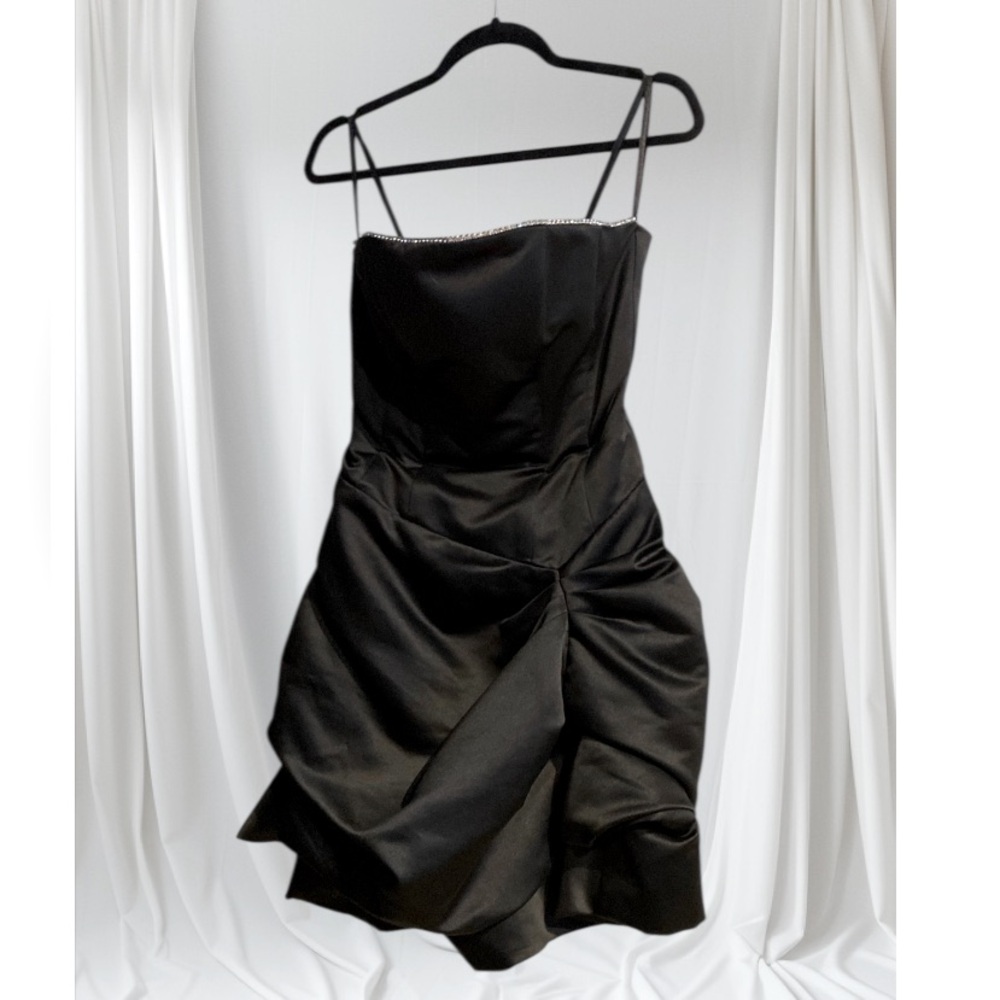 Black Party Dress w/ Rhinestone Trim on the Bodice!!! Perfect for a night out!!!